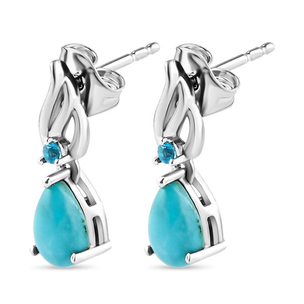 Amerikanische, nat&uuml;rliche Sleeping Beauty T&uuml;rkis und Neon Apatit-Ohrh&auml;nger in Silber image number 4