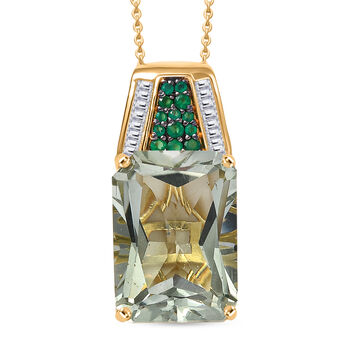 D'Joy Prasiolith, Verde Onyx und Moissanit Ring und Anh&auml;nger mit 50cm Kette