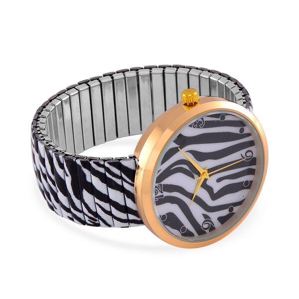 STRADA - Japanisches Uhrwerk, Flexible Uhr, Zebra Muster image number 6