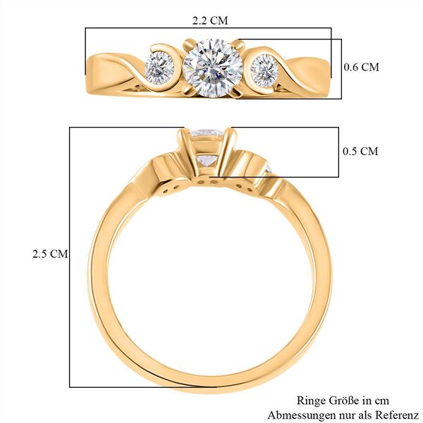 Moissanit Ring, 925 Silber Gelbgold Vermeil - 0,72 ct. image number 6