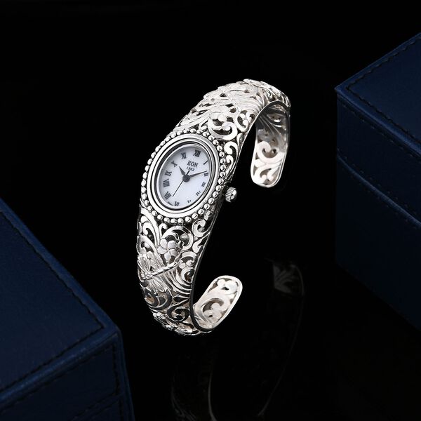 Royal Bali Kollektion - EON 1962 Armreif mit Schweizer Uhrwerk Armbanduhr, wasserdicht, 19 cm image number 1