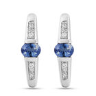 Tansanit und Zirkon-Ohrringe, 925 Silber platiniert ca. 0,95 ct