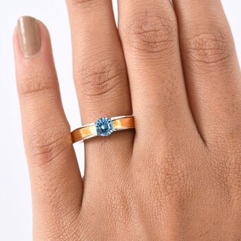 D'Joy AA blauer Zirkon zweifarbiger Ring - 1,11 ct.