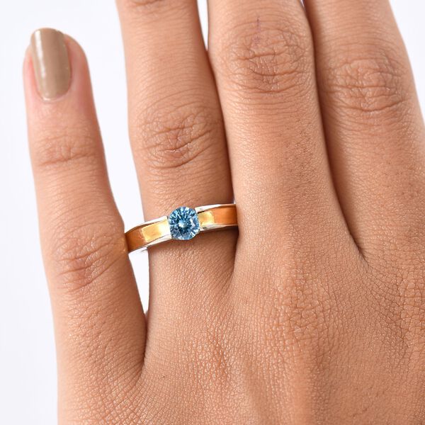 D'Joy AA blauer Zirkon zweifarbiger Ring - 1,11 ct. image number 3