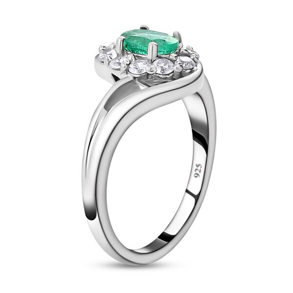 AAA Kagem sambischer Smaragd und weißer Zirkon-Ring - 0,93 ct. image number 5