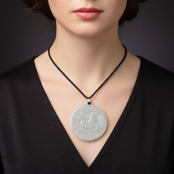 EXTREM SELTEN Nat&uuml;rliche Wei&szlig;e Jade Halskette Flexibles (ca. 70 cm) ca. 130.00 ct image number 2