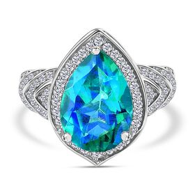 Pfau Triplett Quarz und Zirkon Ring - 6,85 ct.