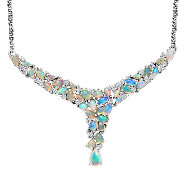 AA natürliche, äthiopische Welo Opal-Halskette, 45 cm - 5,30 ct. image number 0