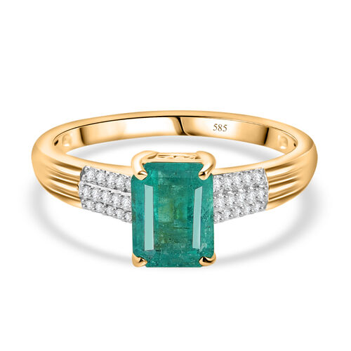 AAA Kagem Sambischer Smaragd, Weißer Diamant Ring 585 Gold (Größe 17.00) ca. 1.79 ct image number 0