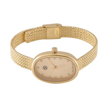 STRADA - Elegante Armbanduhr mit Japanischem PC21S Werk, Stahlsonnenschliff-Zifferblatt und 316L Edelstahl armband, 316L Edelstahl , 19 cm, silberfarben