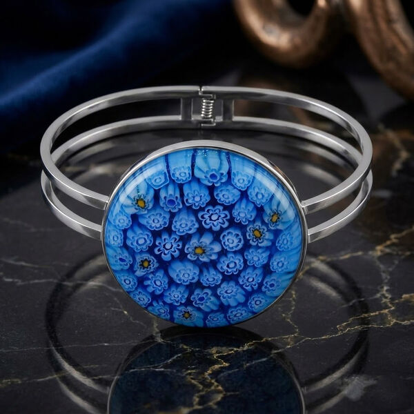 Blauer Armreif im Murano-Stil, 19cm image number 1