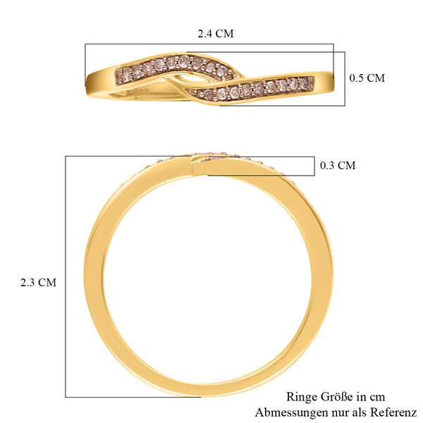 Nat&uuml;rlicher Champagner-Diamantring - 925 Silber Gelbgold Vermeil- 0,10 ct. image number 6