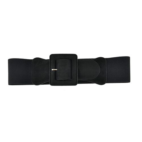 Stretchgürtel mit Schnalle aus Kunstwildleder, schwarz image number 0