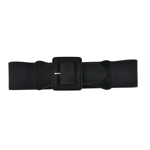 Stretchg&uuml;rtel mit Schnalle aus Kunstwildleder, schwarz