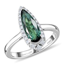Rhapsody AAAA Pirineu Lagoon Tourmaline, Wei&szlig;er Diamant Ring 950 Platin (Gr&ouml;&szlig;e 16.50) ca. 1,52 ct