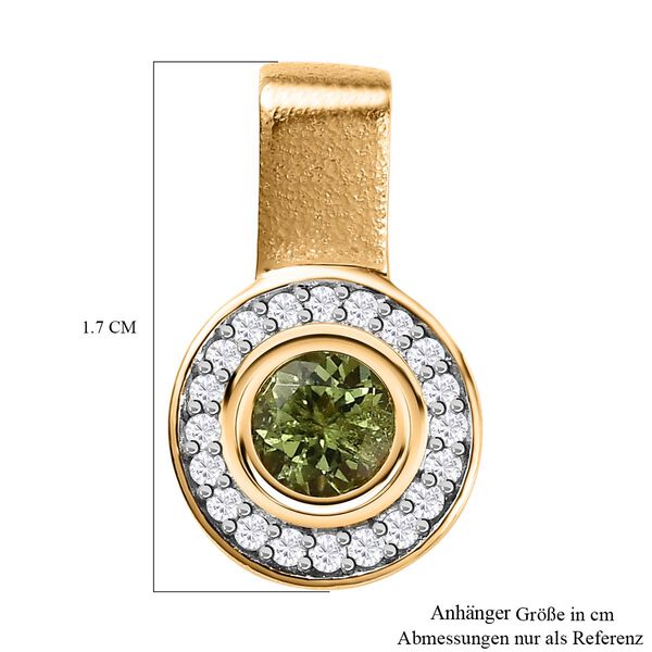 Nat&uuml;rlicher AA Calabar-Turmalin, Wei&szlig;er Zirkon Anh&auml;nger, 925 Silber Gelbgold Vermeil ca. 0.80 ct image number 6