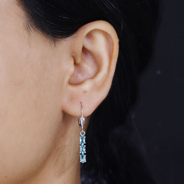 Paraiba-Apatit Ohrringe 925 Silber platiniert ca. 1,52 ct. image number 3