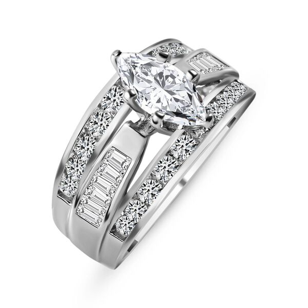 LUSTRO STELLA - New York Designer Inspiriert Zirkonia Ring 925 Silber rhodiniert (Größe 17.00) image number 2