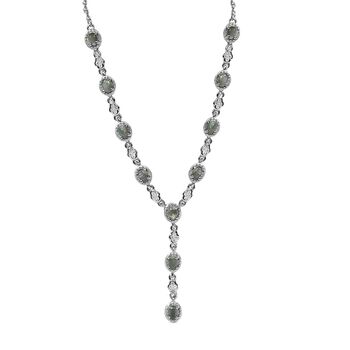 Alexandrit und wei&szlig;e Zirkon Halskette, ca. 45 cm, 925 Silber platiniert ca. 2.46 ct