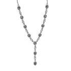 Alexandrit und weiße Zirkon Halskette, ca. 45 cm, 925 Silber platiniert ca. 2.46 ct