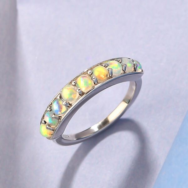 Natürlicher, äthiopischer Opal-Ring, 925 Silber platiniert, ca. 0,87 ct image number 2