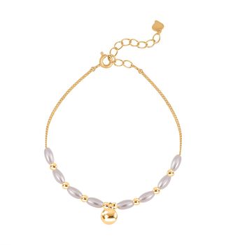 Wei&szlig;e Muschelkernperle Armband ca. 18.5 cm 925 Silber vergoldet