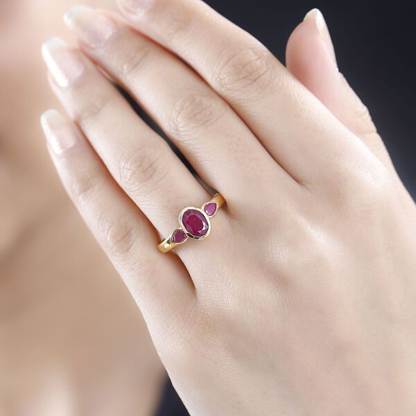 Afrikanischer Rubin (Fissure gef&uuml;llt) Ring 925 Silber Gelbgold Vermeil (Gr&ouml;&szlig;e 19.00) ca. 2,53 ct image number 3