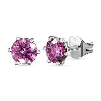 EF Rosa Moissanit Ohrringe 925 Silber platiniert ca. 1,50 ct.