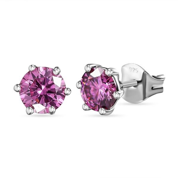 EF Rosa Moissanit Ohrringe 925 Silber platiniert ca 1,50ct