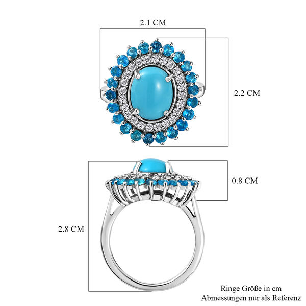AA Sleeping Beauty Türkis, Zirkon und Neon Apatit-Ring - 3,33 ct. image number 7