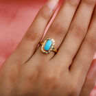 Natürlicher Sleeping Beauty Türkis und Zirkon Halo Ring 925 Silber 585 Vergoldet image number 2