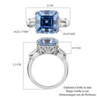 LUSTRO STELLA Hergestellt mit Fancy Blauem ZIRKONIA Asscher Schliff Ring 925 Silber Platin-Überzug (Größe 18.00) ca. 6,84 ct image number 5