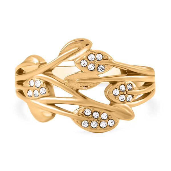 Wei&szlig;er Kristall-Blatt-Ring