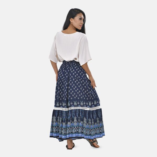 Langer Rock aus 100% Viskose, Dunkelblau, Einheitsgr&ouml;&szlig;e image number 10