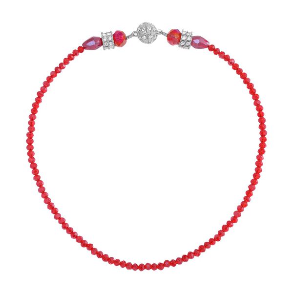 2er Set - Rot Kristall, Weißer Kristall Halskette und Ohrringe 0.05 ct image number 3