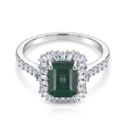 D'Joy AA Smaragd, Moissanit Ring 925 Silber Rhodiniert (Gr&ouml;&szlig;e 18.00) ca. 1,93 ct