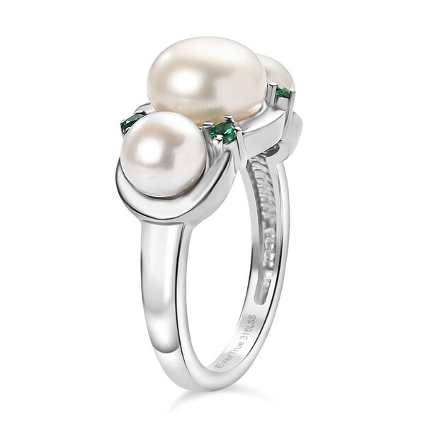 EverTrue S&uuml;&szlig;wasserperle und gr&uuml;ner Zirkonia Ring image number 5