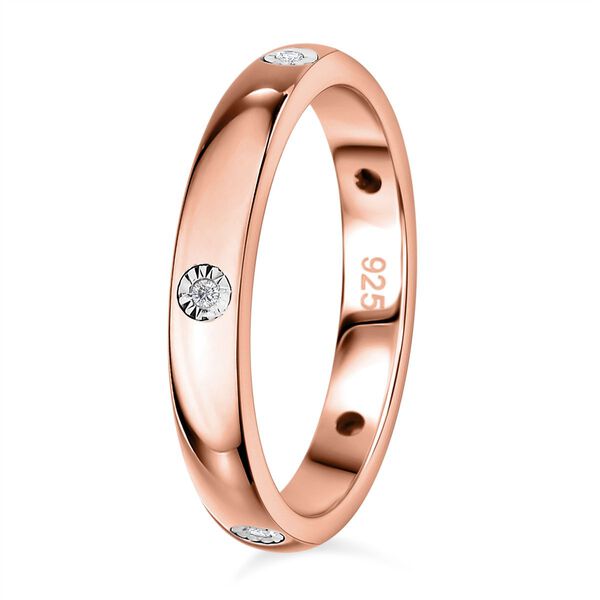 Diamant P Bandring, 925 Silber mit Roségold Vermeil image number 5