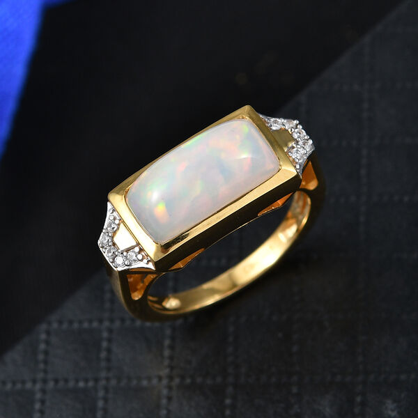 D'Joy nat&uuml;rlicher, &auml;thiopischer Welo Opal und Zirkon Ring - 3,20 ct. image number 1