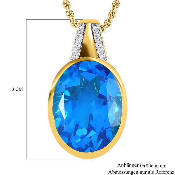 Karibik Quarz und Zirkon Anhänger mit Kette, 45 cm - 19,20 ct. image number 6