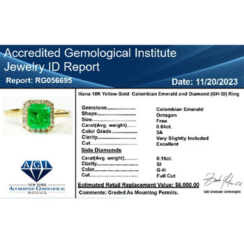 ILIANA AAA Kolumbianischer Smaragd und Diamant Ring in 750 Gold - 1 ct.