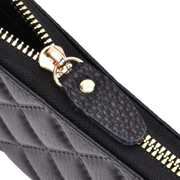 Brieftasche aus echtem Leder mit RFID-Schutz in Stepp-Optik, 19x2,5x9,5cm, Schwarz image number 5