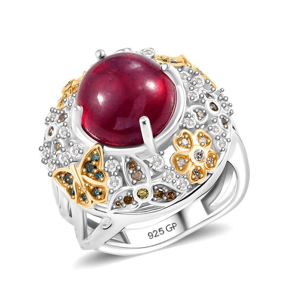 GP Italian Garden Kollektion - AA Afrikanischer Rubin, Multi-Diamant und Kanchanaburi blauer Saphir zweifarbiger Ring - 8,49 ct. image number 5