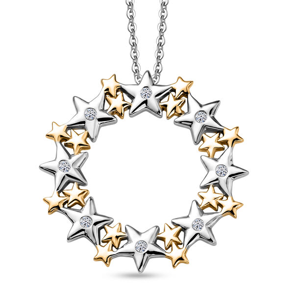 LUXURIANT DIAMOND - Lab Grown Diamant SI-GH Schmuckset ca. 50 cm 925 Silber Rhodiniert, 925 Silber Rhodiniert und 750 Gelbgold Vermeil ca. 0.06 ct