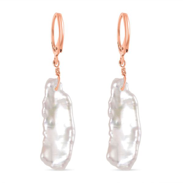 Weiße Keshi Perle Ohrringe Reiner Edelstahl rosévergoldet image number 5