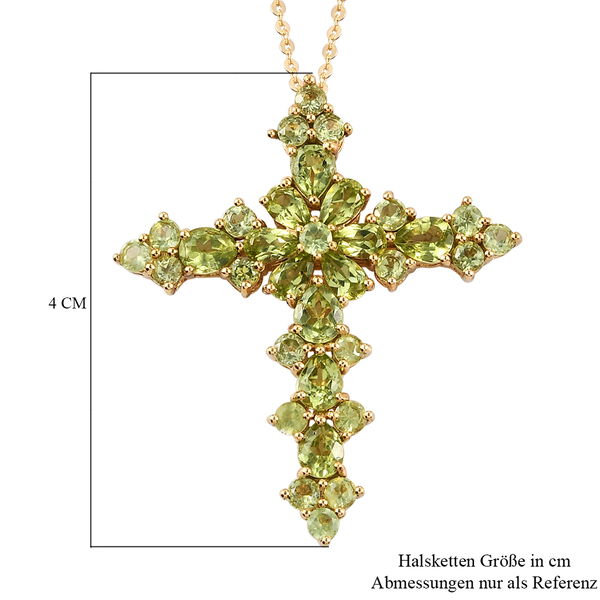 Peridot Kreuz-Anh&auml;nger mit Kette in Silber, 5,55 ct. image number 7
