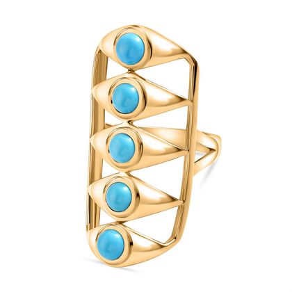 Sleeping Beauty T&uuml;rkis Ring 925 Silber Gelbgold Vermeil (Gr&ouml;&szlig;e 17.00) ca. 2,49 ct