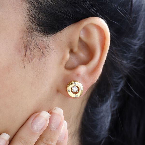 Moissanit Ohrringe, 925 Silber 750 Gelbgold Vermeil - 0,58 ct. image number 3