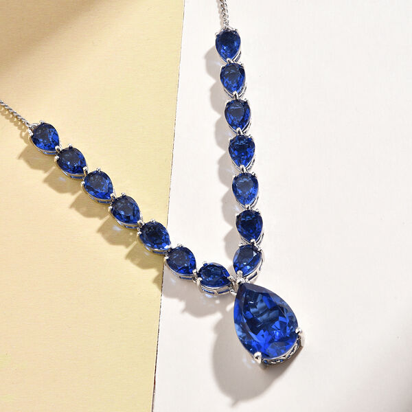 Ceylonfarbene Quarz-Halskette, 45cm, 925 Silber platiniert - 28,06 ct.&nbsp; image number 3