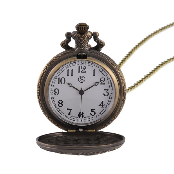 STRADA Rehmuster Antikbronze-Taschenuhr - mit japanischem PC21S-Uhrwerk und wasserresistenter 78 cm ca. 47,00g image number 7